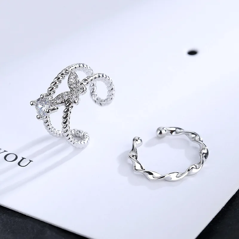

100% Real 925 Sterling Silver Butterfly Twisted Ear Cuff Earrings Non-Pierced Cartilage Earrings for Women Girls Fine Jewelry