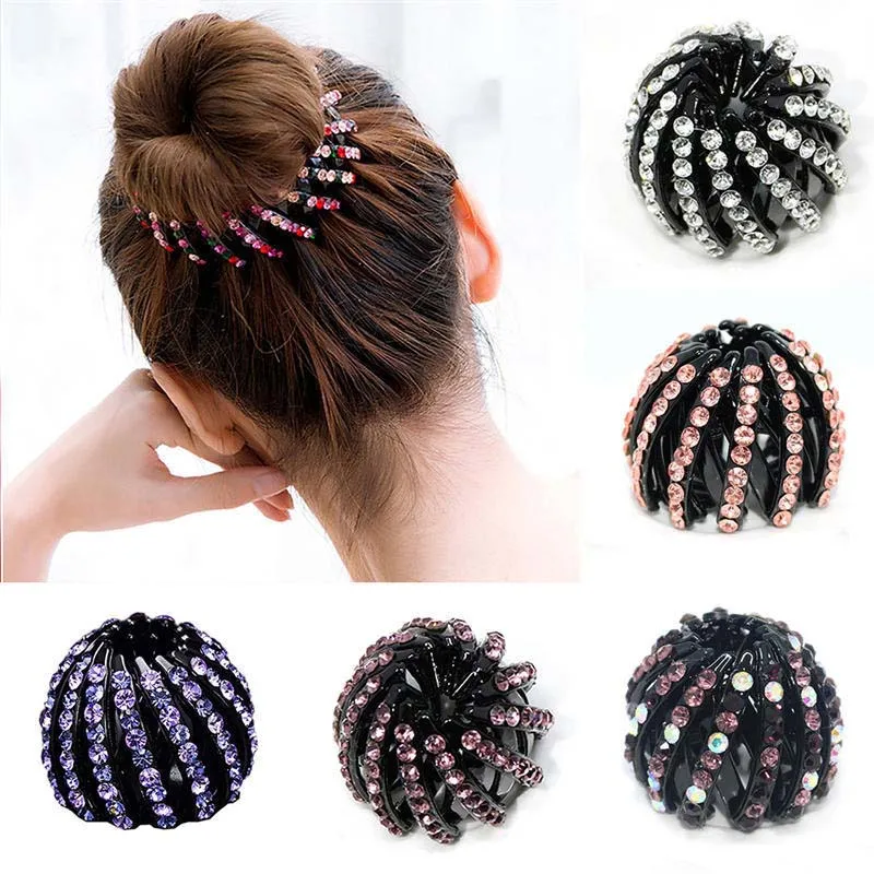 

Fashion Pearl Rhinestones Hair Claw Colorful Bud Hair Clips Hairpins Maker Bun Hairgrip For Women Girls Headwear Hairwear