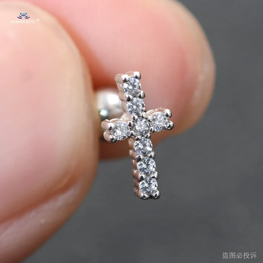 1pc 16G 6mm Love Jesus Cross Cartilage Piercing Helix Stud Daith Earrings Ear Silver Color Tragus Jewelry |