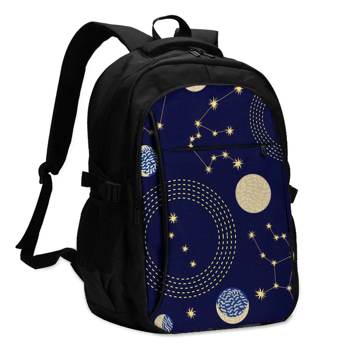

2021 Прохладный печати ноутбук рюкзак созвездий полумесяц Circlres зарядка через USB путешествия рюкзак Для женщин Мужской школьная сумка Mochila