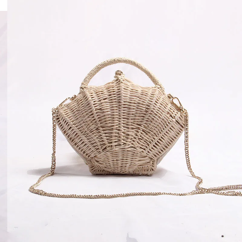 Cute shell bag straw bag rattan woven small messenger bag ladies fashion messenger bag beach vacation bohemian style handbag