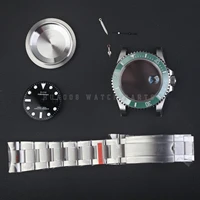 2021 new fit 3135 movement nob watch case kit for sub 41mm black dial and green bezel