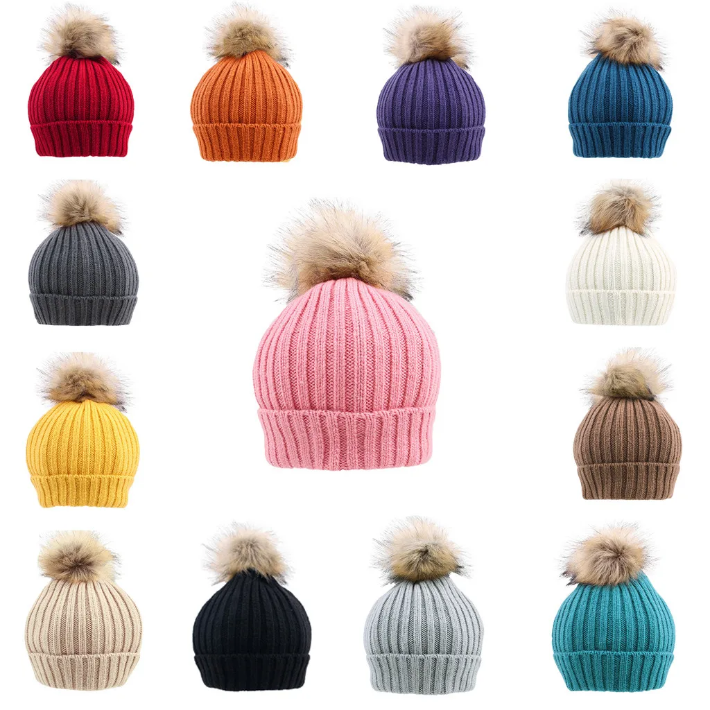 Вязаная вязаная шерстяная шапка для новорожденных мальчиков и девочек шапочка с