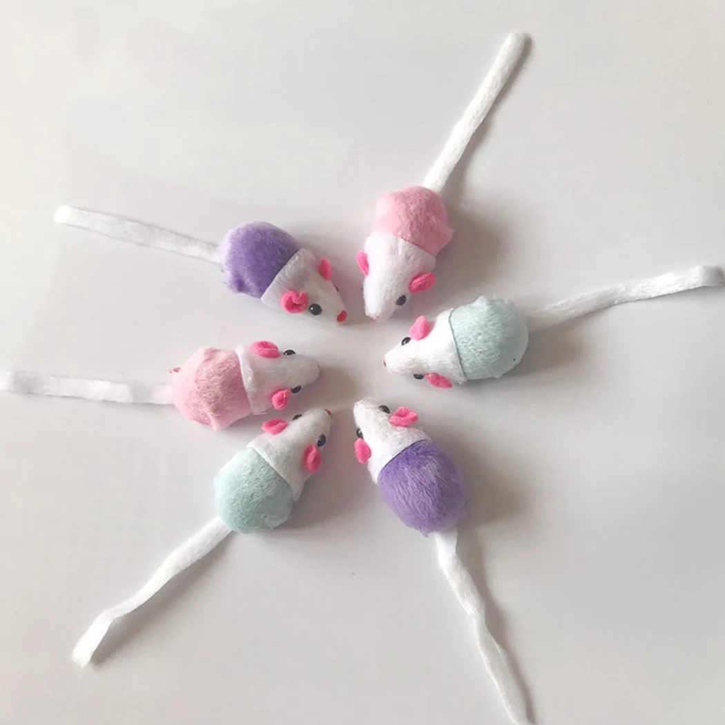 

5PCS Random Color Creative Mice Toy Set Plush Interactive Pet Chase Toy Mouse Toy Cat Funny Favor Toy Training Toys