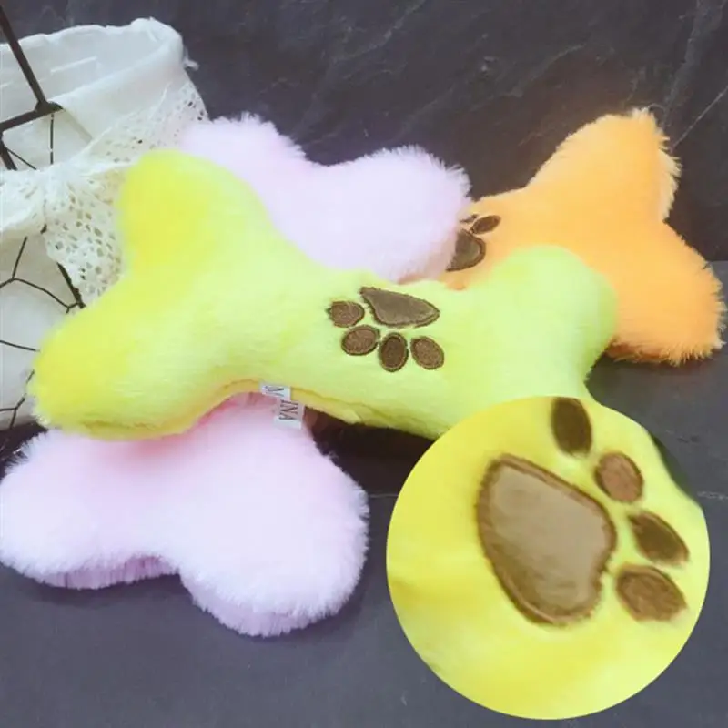 

1 Piece Plush Squeaky Dog Chewing Toy Creative Bone Shape Dog Molar Bite Resistant Teeth Cleaning Toy Interactive Dogs Supplies