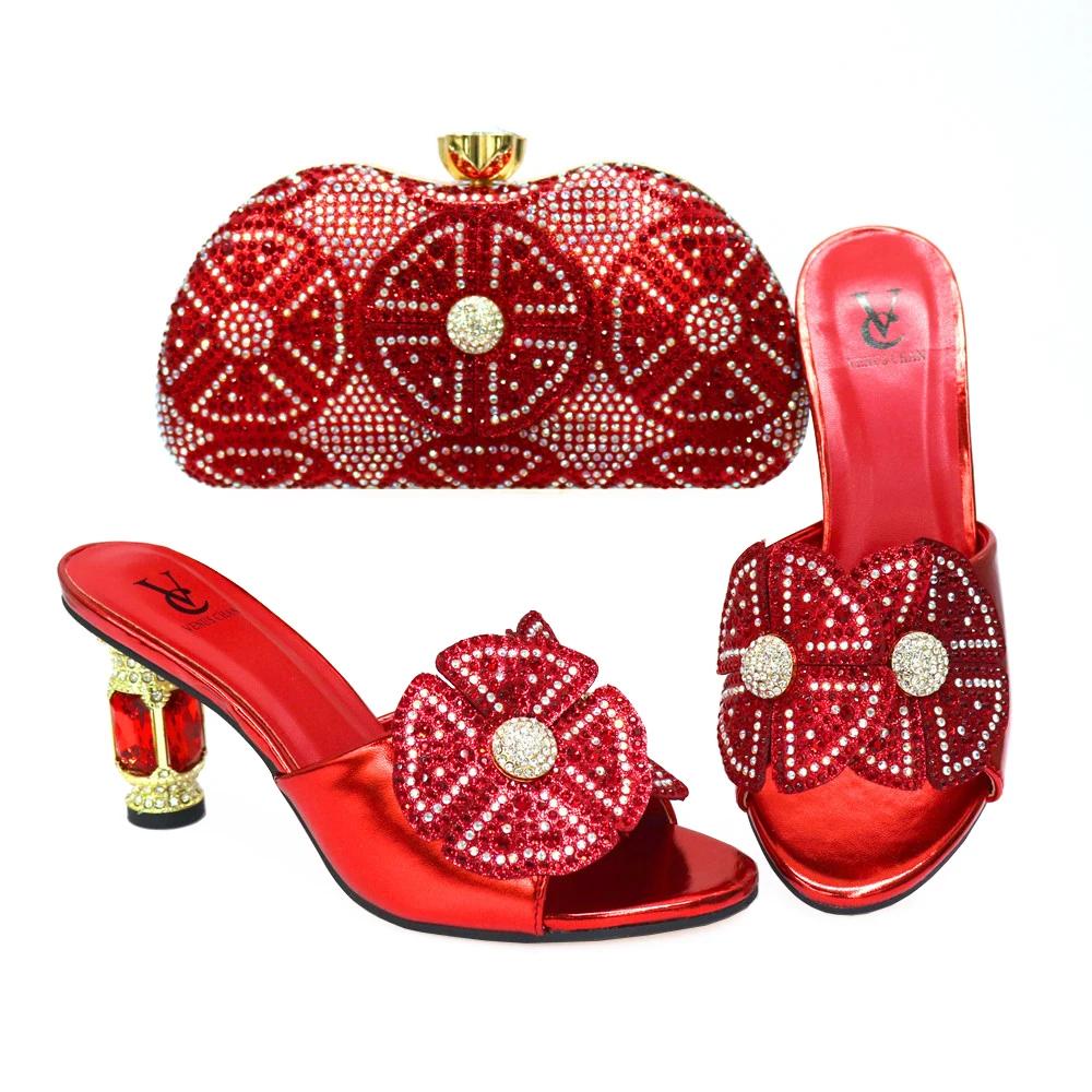 

New Desgin Shoes and Evening Bag Set Hot Sale Sandal Shoes with Handbag Italian Shoe and Bag Set for Party In Women Italy Shoes