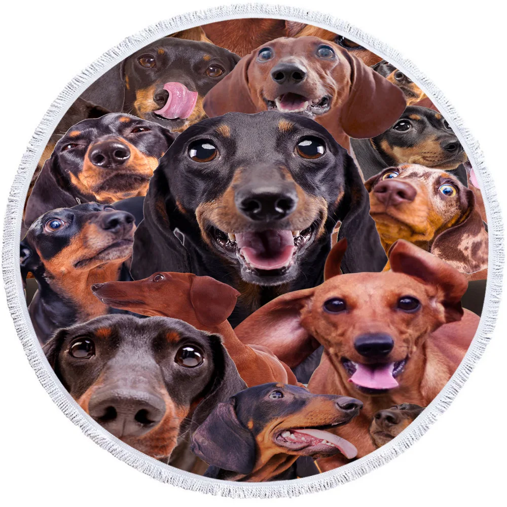 Круглое пляжное полотенце для собак летнее толстое душа с милым бульдогом