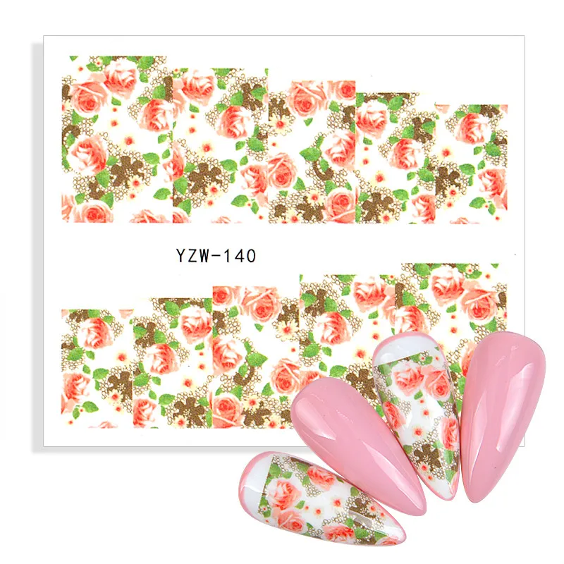 1 шт цветок ногтей Вода Наклейка синий фон цвет переводная наклейка Дерево лист