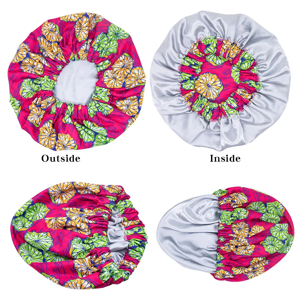 

Extra Large Satin Sleep Bonnets Women African Pattern Print Fabric Ankara Bonnet Night Sleep Hat Ladies Turban Winter Hat