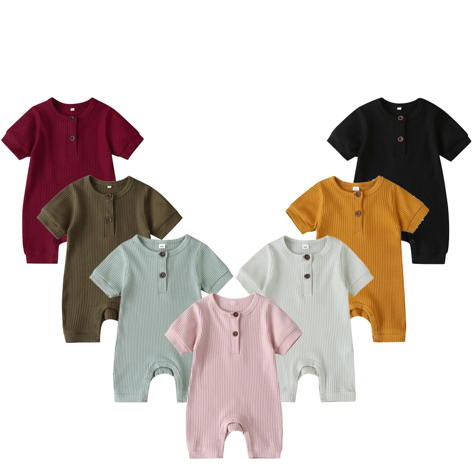 

Baby Romper Jumpsuit Baby Girl Boy Clothes Newborns Toddlers Autumn Solid Color Short-sleeved Jumpsuit 3M 6M 12M 18M 24M
