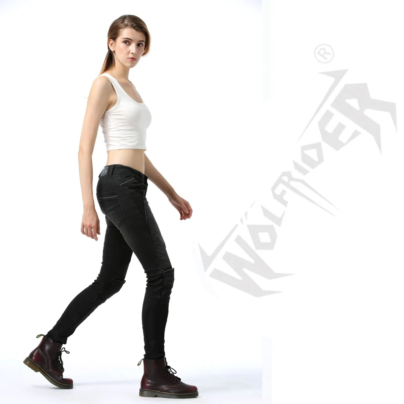 Брюки женские мотоциклетные дышащие защитные джинсы до колена для езды на