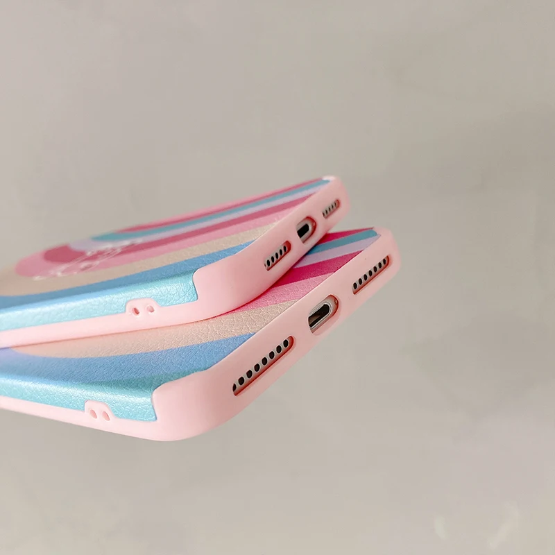 

Leather Cartoon Rainbow Soft Case For OPPO Reno 5 4 3 Pro 2Z A11X A5 A9 2020 Realme X X2 XT K3 K5 A91 Square Phone Cover Case