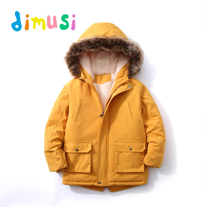 

DIMUSI Winter Boys Fur collar Parkas Warm Jacket Hooded Cotton-padde Coats Outwear Thermal Jackets Clothing BC256