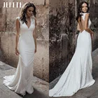 Женское свадебное платье-Русалка JEHETH, кружевное платье с глубоким V-образным вырезом, длиной до пола, 2022