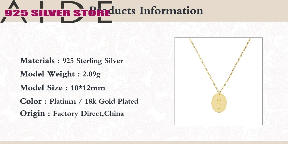 

Aide 925 sterling silver Jewelry Love moon star Necklaces Pendants Chain Choker Necklace Collar Women Statement Jewelry Bijoux