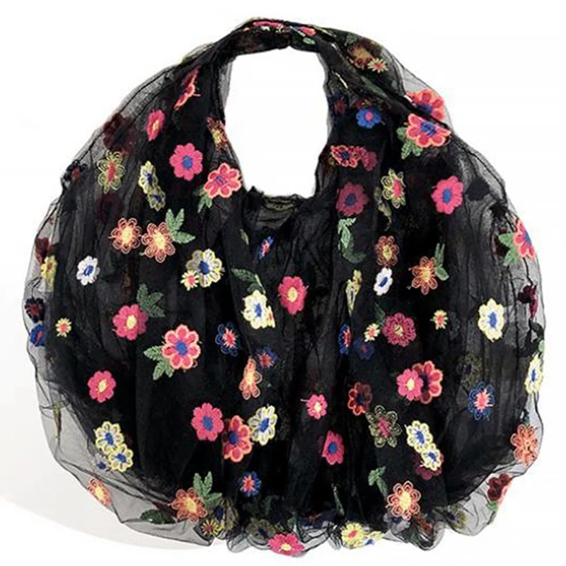 

Маленькая женская сумка из толпы, маленькая сумка с цветочным принтом, портативная Сетчатая Сумка с вышивкой