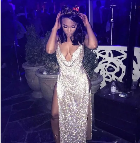 2019 однотонное платье длиной до колена с Для женщин сексуальный глубокий v