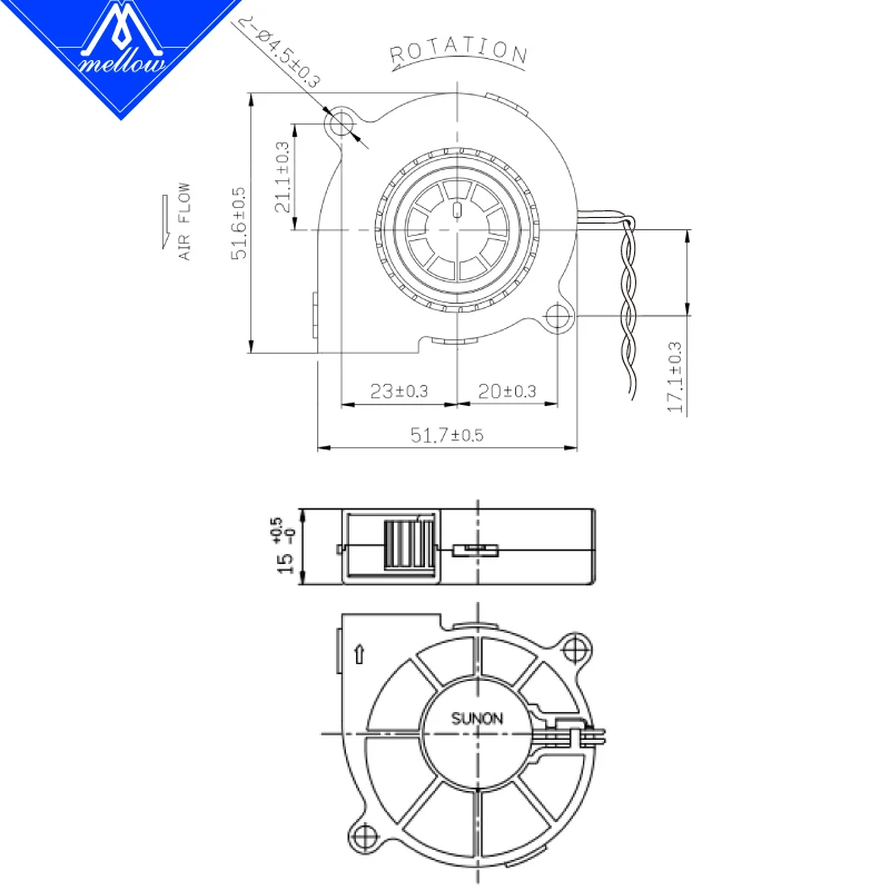 Mellow Sunon магнитный подшипник подвески для 3D-принтера вентилятор 5015 12 В/24 В
