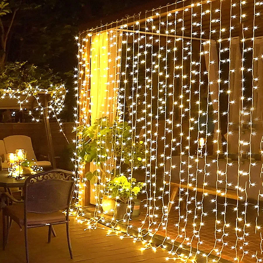 

96/600 LED Window Curtain String Light Christmas Waterfall Fairy String Light Xmas Wedding Party Wall Backdrop Garland Light