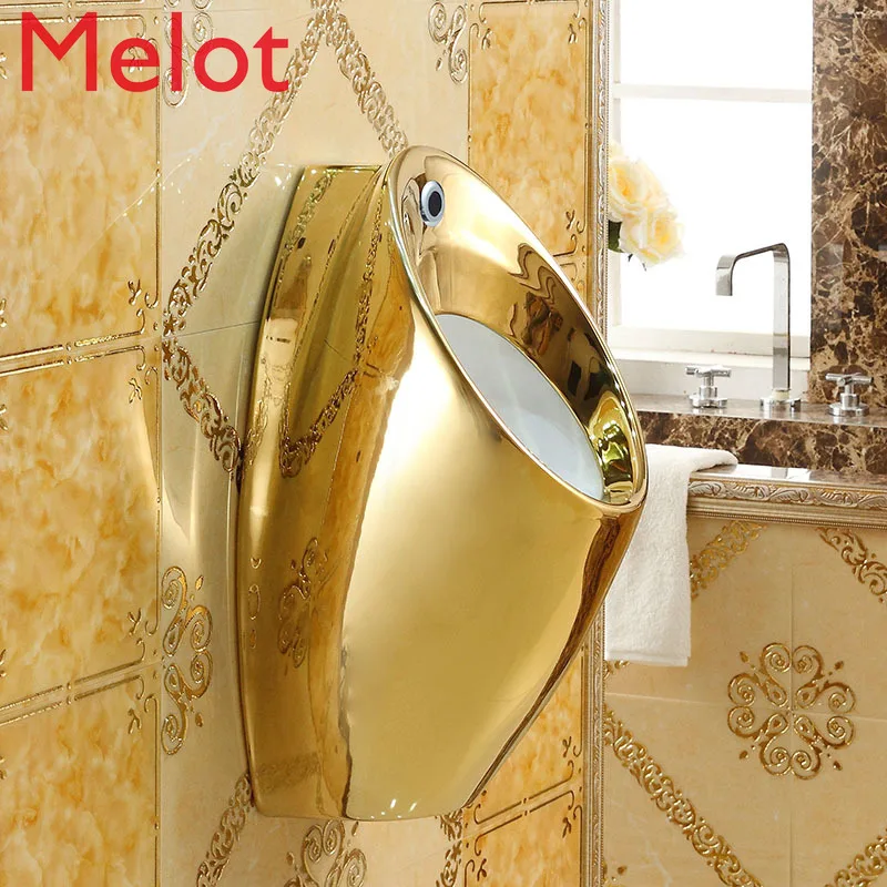 

Induction urinal domestic hotel golden urinal wall-mounted men's urinal wall-mounted urinal splash-proof urine pocket