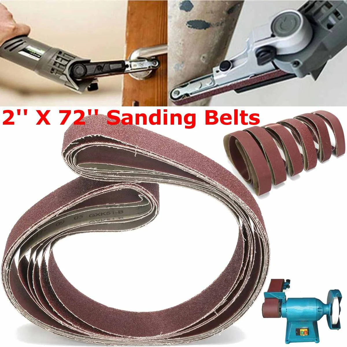 

6pcs 50x1820mm A/O Abrasive Mixed Grit Sanding Belts Set 2"*72" Coarse to Fine Grinding Belt Grinder Accessories