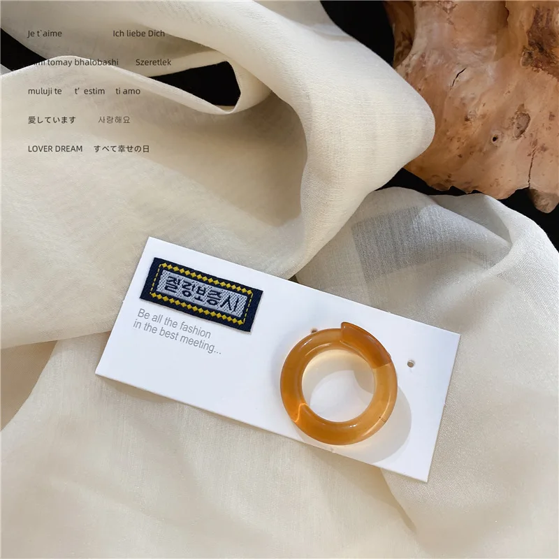 

1PC 2020 Chic Solid Color Acrylic Resin Rings Geometric Irregular Round Transparent Color Ring Jewelry Gifts
