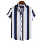 2021 Новое поступление Для мужчин рубашки Для мужчин Гавайская Camicias Повседневное в полоску с принтом футболки с короткими рукавами и отложным воротником блузки Топы
