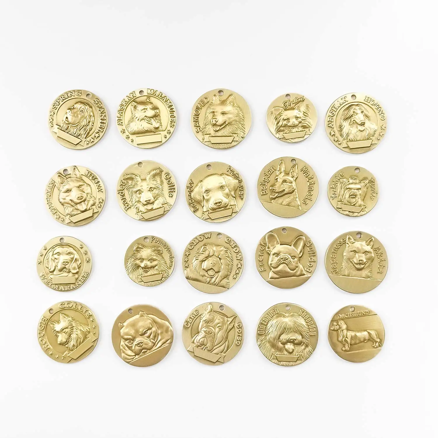 Именная латунная идентификационная бирка MW008 3D модель собаки изображение породы