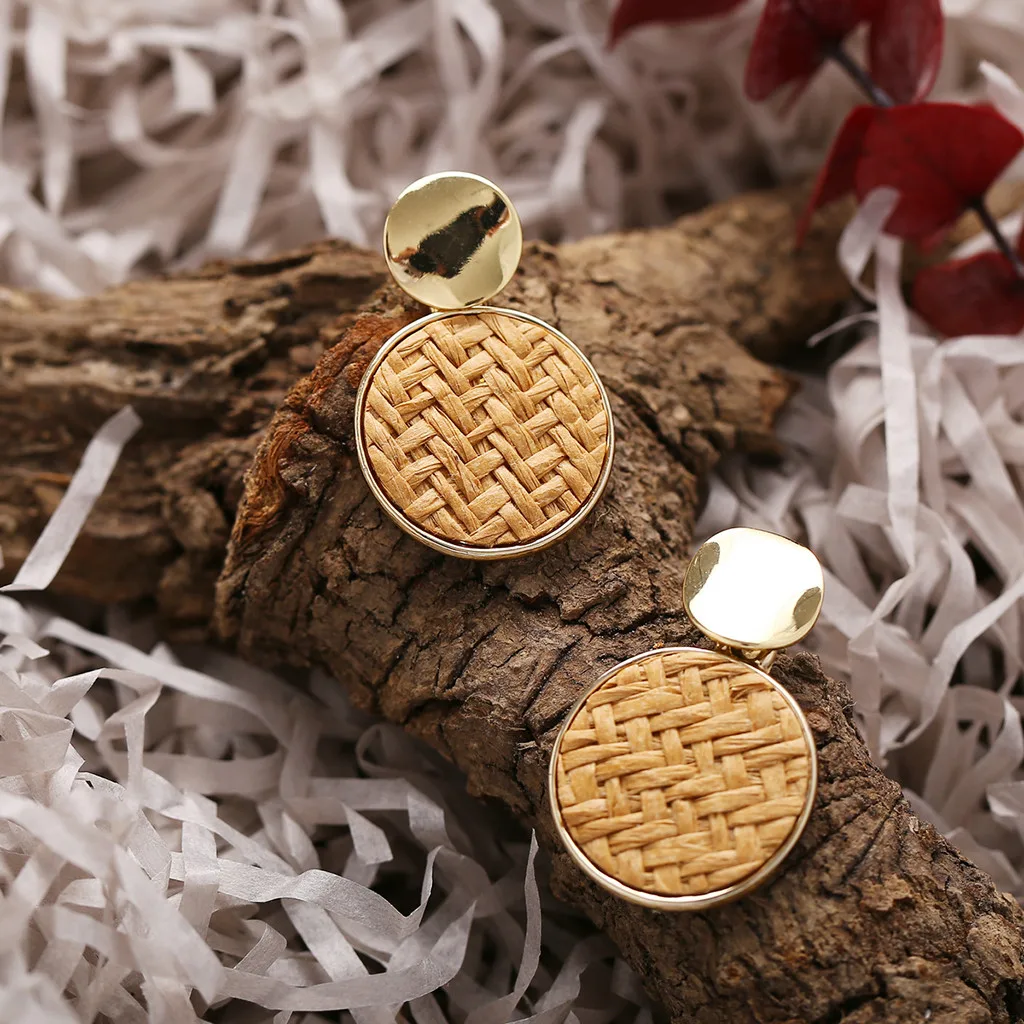 Корейские массивные деревянные серьги уксусная кислота геометрические круглые