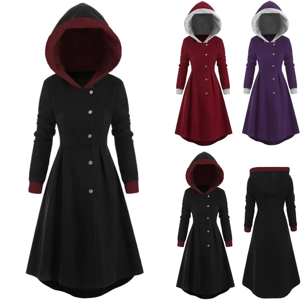 Женское винтажное пальто плащ большие размеры кнопки отделка длинное с