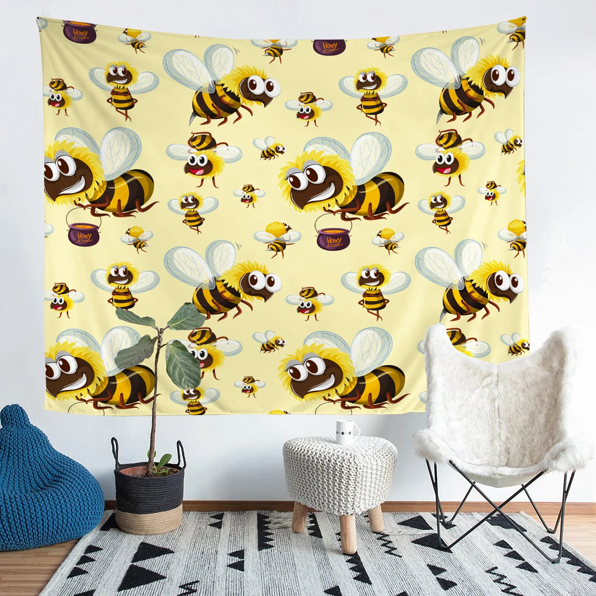 

Cartoon Animal Printed Living Room Decoration Wall Hanging Tapestry Yoga Mat Rug Home Decor Art