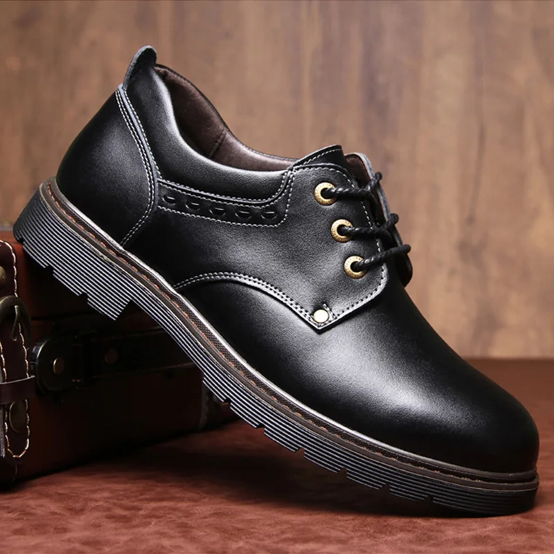 

2020 Leather Shoes Men Footwear Men Casual Shoes High Quality Man Business Shoes Fashion Brand Male Booties Black Brown A1759