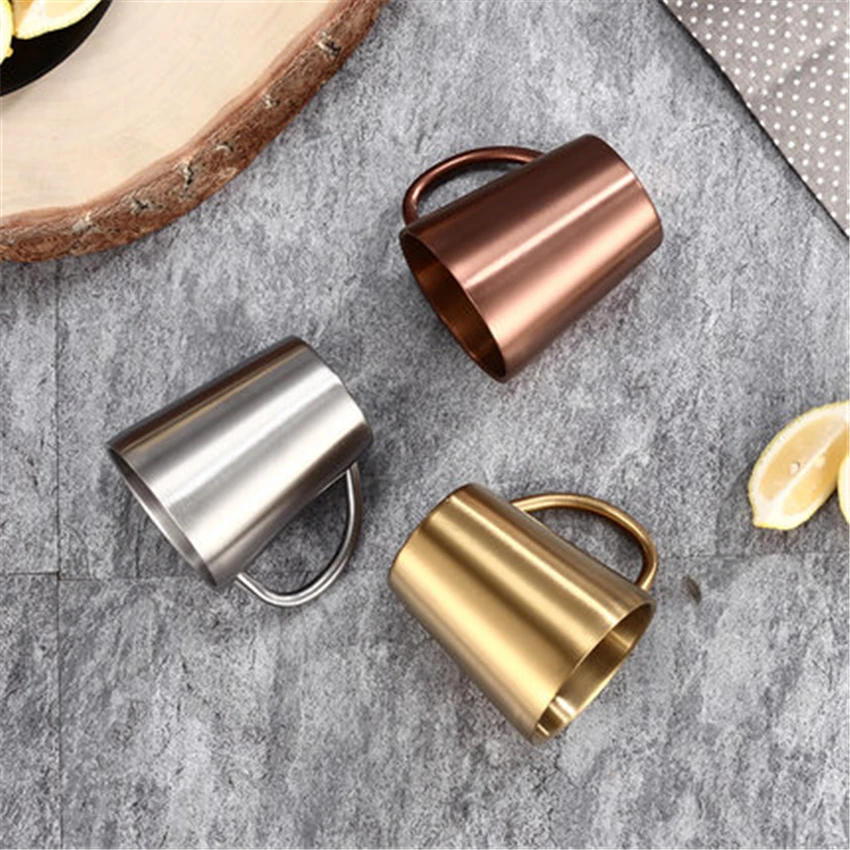 304 двухслойная чашка для воды из нержавеющей стали с ручкой кружка пива