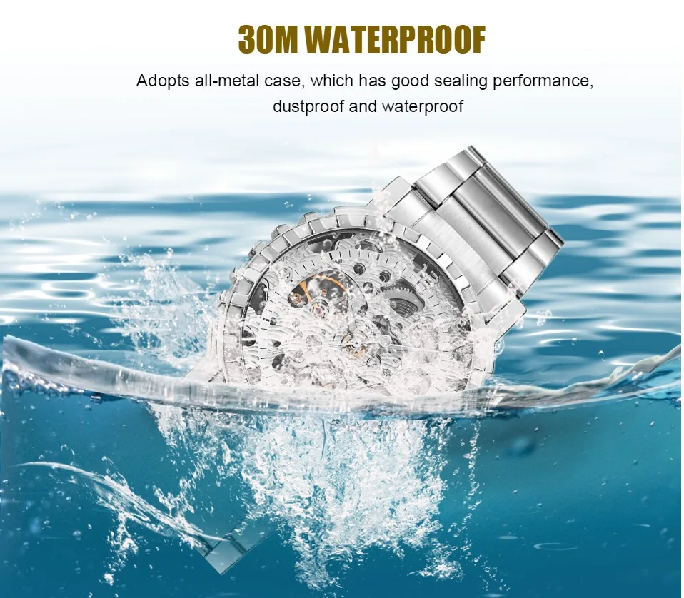 Лучший бренд OYW серебристый чехол мужские механические наручные часы Модные со