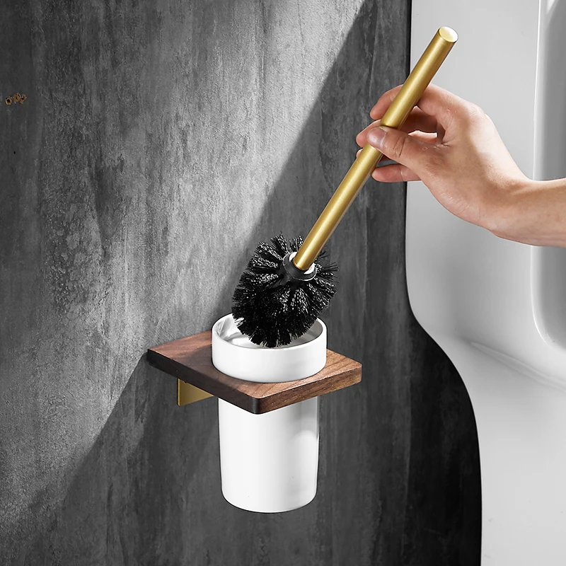 

Настенная керамическая щетка для унитаза и держатель с щеткой, щетка из массива дерева с длинной ручкой, чистящая щетка для туалета, аксессу...
