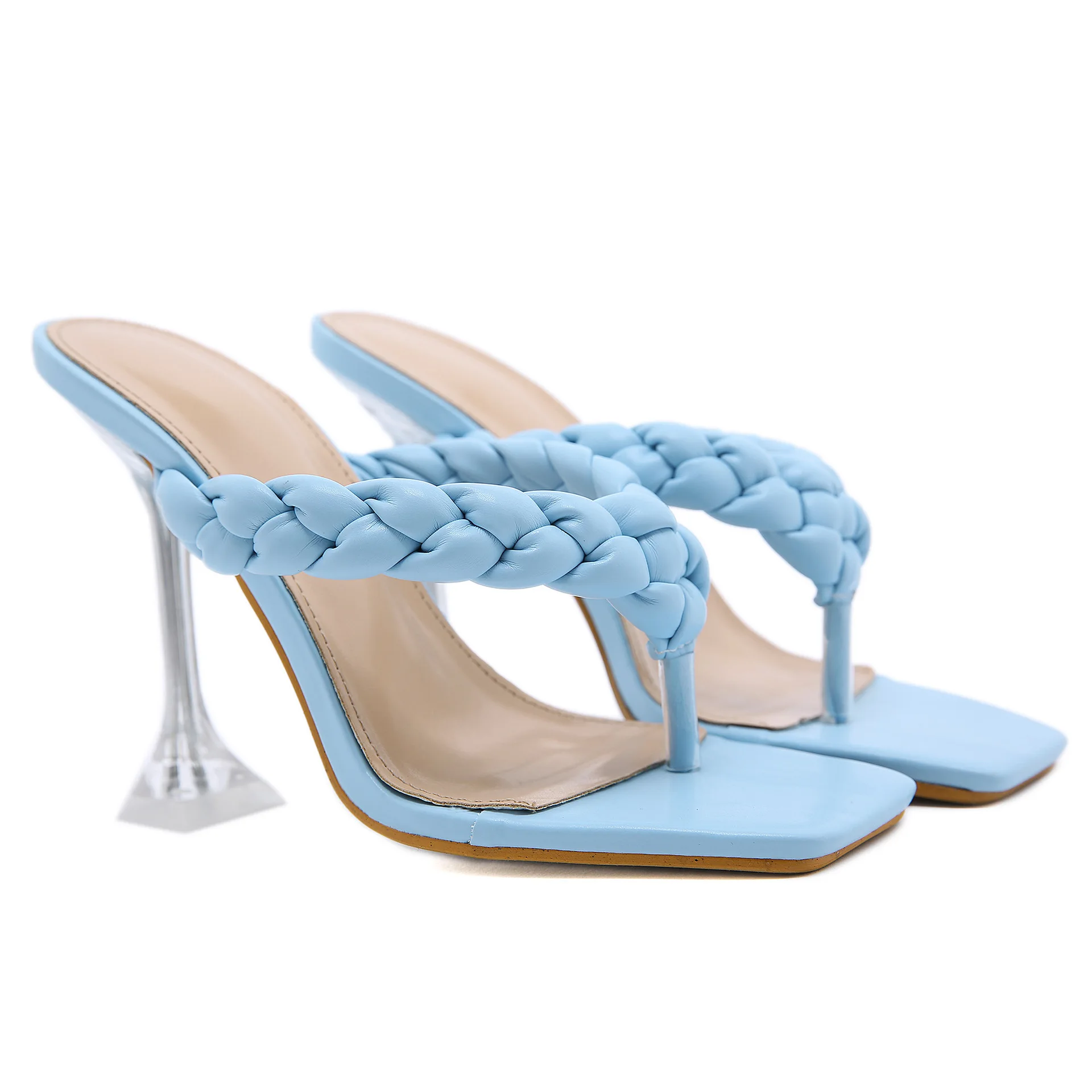 

Rubber Flip Flops Transparent Slippers Low Summer Women's Shoes Glitter Slides Thin Heels Fashion Hawaiian Jelly Luxury Rome Fab
