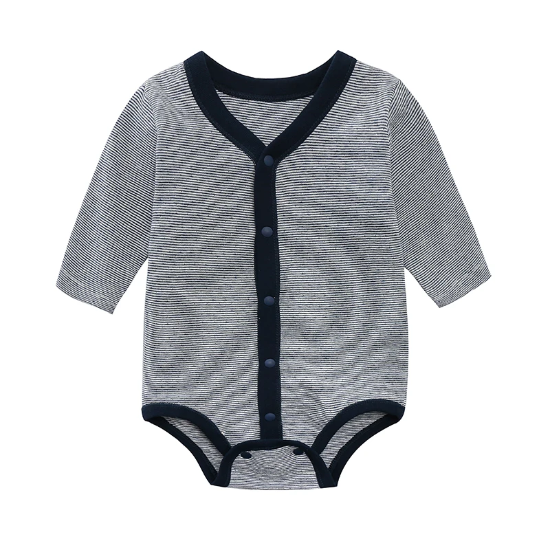 PatPat/весенне летний хлопковый комбинезон для новорожденных темно синий полосатый