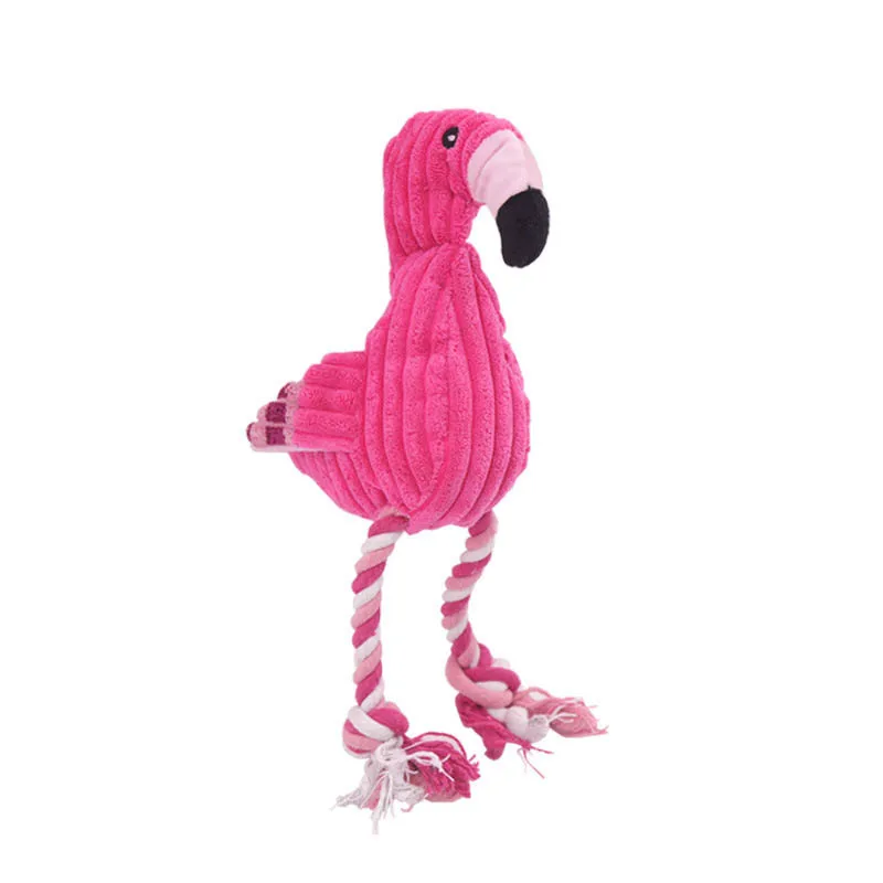 

1 pcsCleaning Teeth Squeaky Interactive Cartoon Animal Flamingo Shaped Cotton Rope Dog Toy Pet Training Products Pet Chew Toys