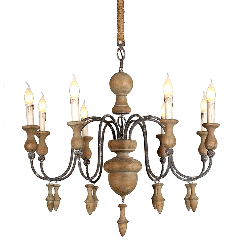 Ретро деревянные люстры деревенское освещение ретро подвесные кухонные лампы