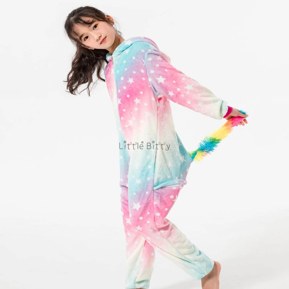 Winter Girls Unicorn Pijama Boys Cartoon Panda Dinosaur Blanket Sleeper Overall Kids Jumpsuits Christmas | Мать и ребенок