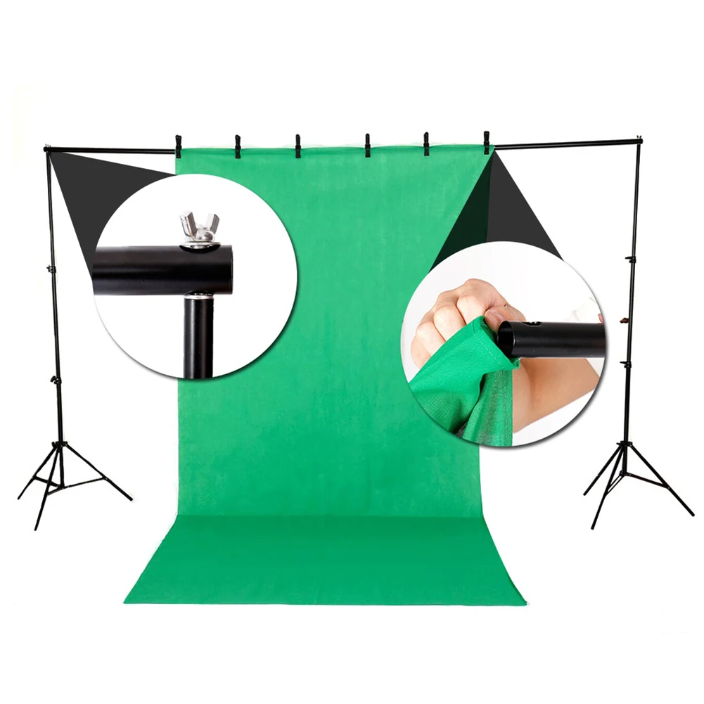 

Kshioe Photo Studio Background Support Stand Kit 2*3M Backdrop Support Stand Set 3 Fish Mouth Clips Black-34550302
