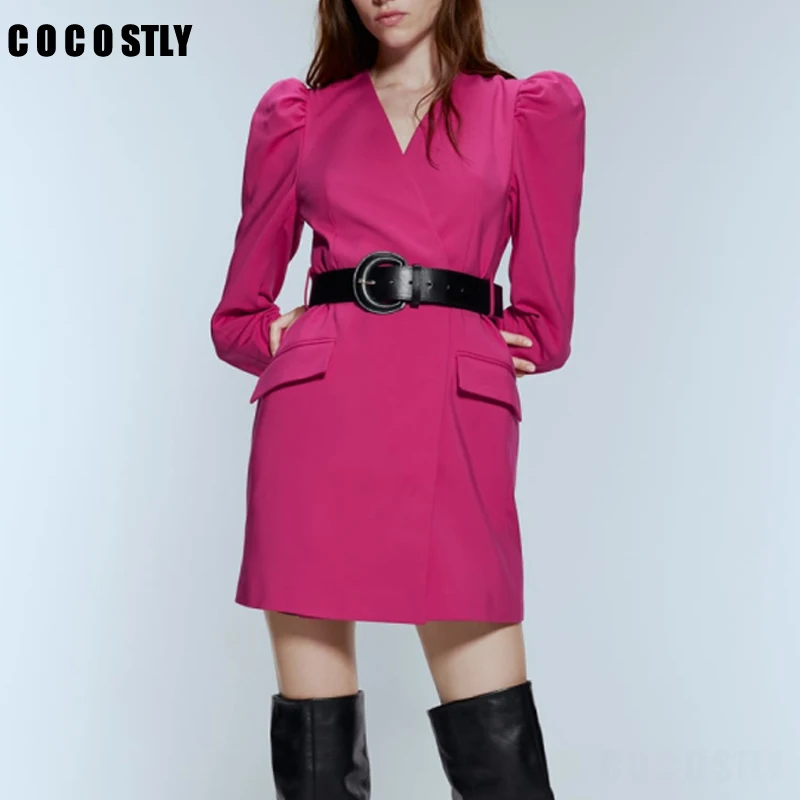 Женский костюм блейзер с рукавами фонариками длинное платье в английском стиле