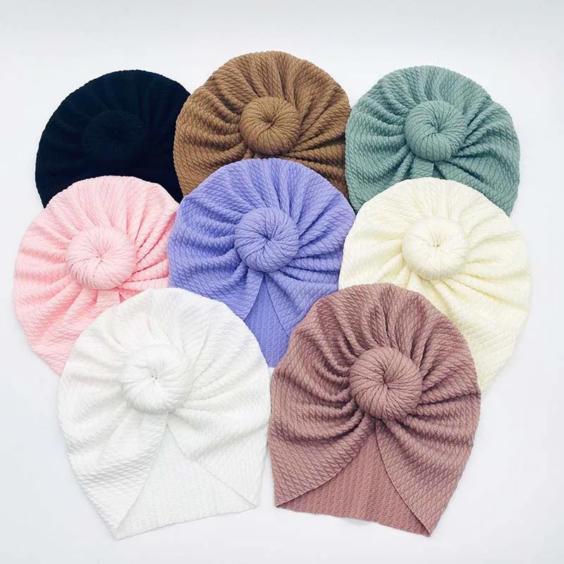 

Soft Turban Hat for Newborn Baby Knotted Beanies Hats for Girls Boys Solid Color Winter Cap Kid Warm Bonnet Baby Accessories