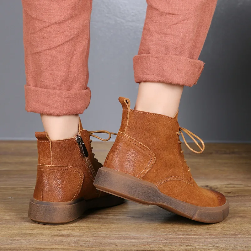 

Повседневные короткие полуботинки со шнуровкой, в стиле ретро, на плоской подошве, с перекрестными ремешками, с круглым носком, Осень-зима к...