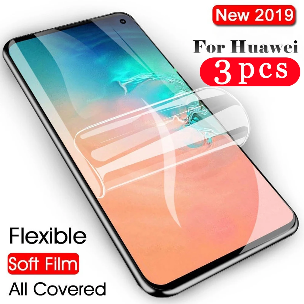 

3Pcs soft full cover for huawei y7 y6 y5 prime pro 2019 2018 lite hydrogel film Not Glass protective film phone screen protector