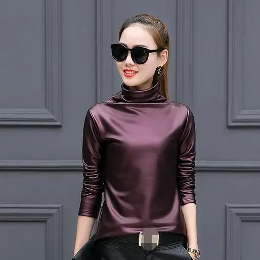 Европейский Панк размера плюс женская блузка осенняя Водолазка с длинным