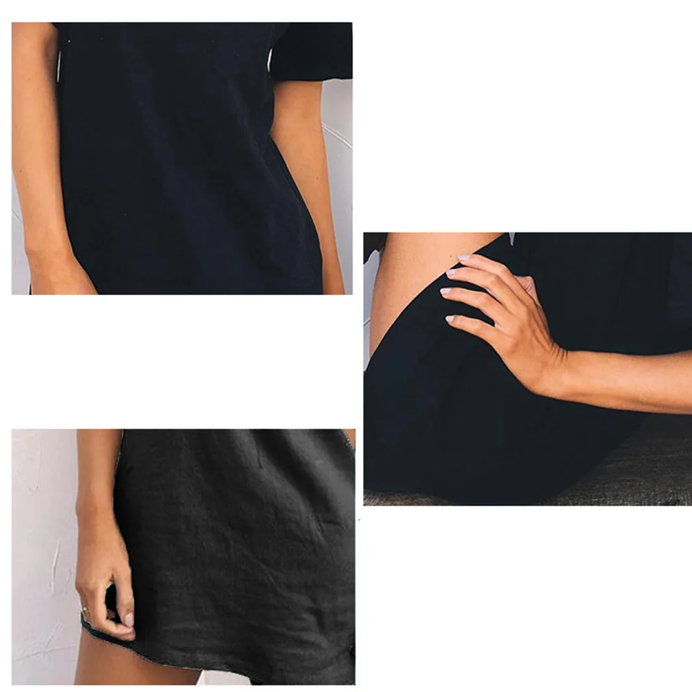 Женское однотонное платье-футболка с V-образным вырезом и коротким рукавом из
