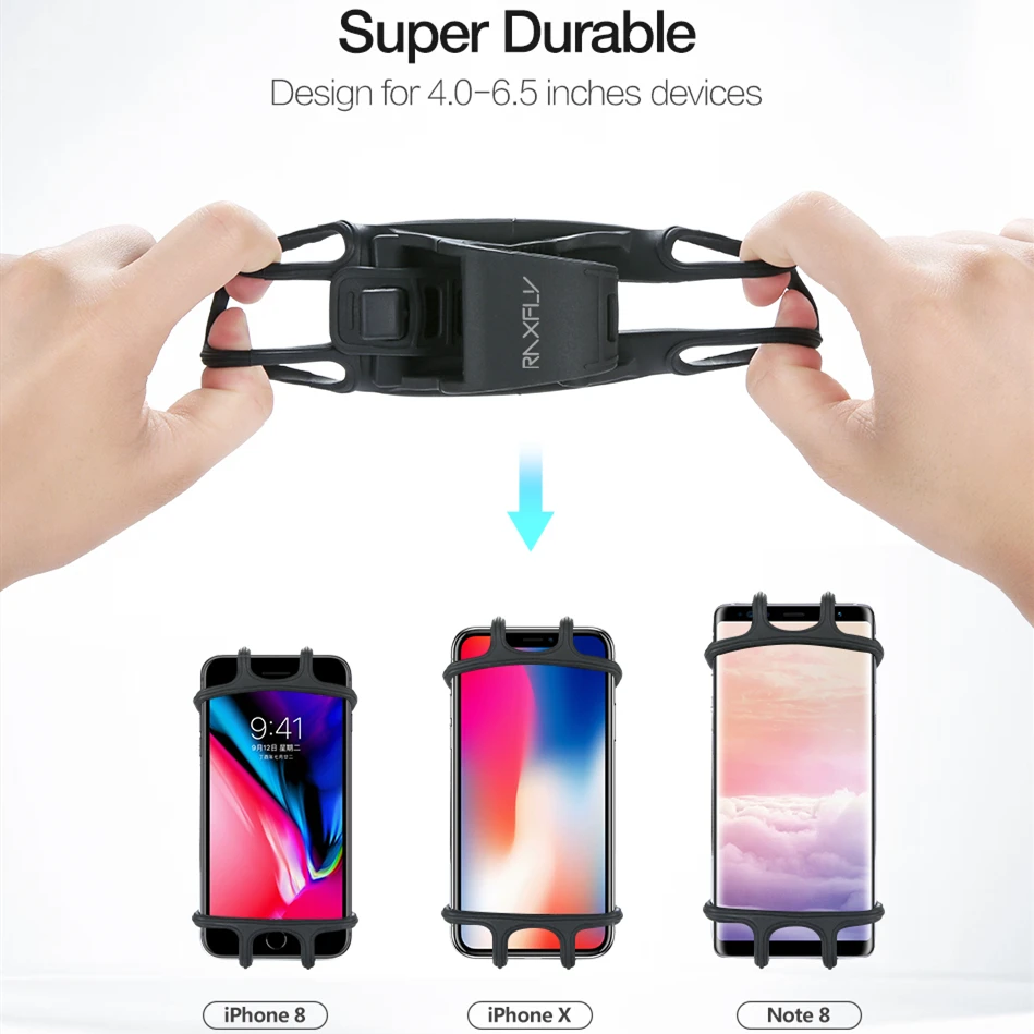 RAXFLY Силиконовый велосипедный держатель для телефона iPhone Samsung Xiaomi на велосипед