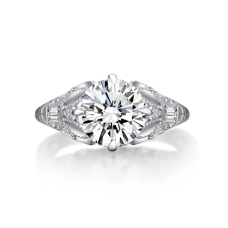 LESF высокого качества из серебра с синтетическими алмазами женские обручальные