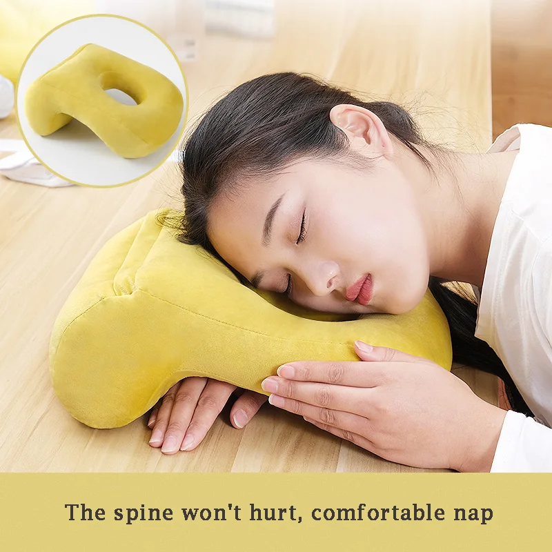 Solid color hollow design Desk nap pillow filling PPcotton Neck Supporter Seat Cushion Headrest Travel Pillow with Arm Rest | Дом и сад